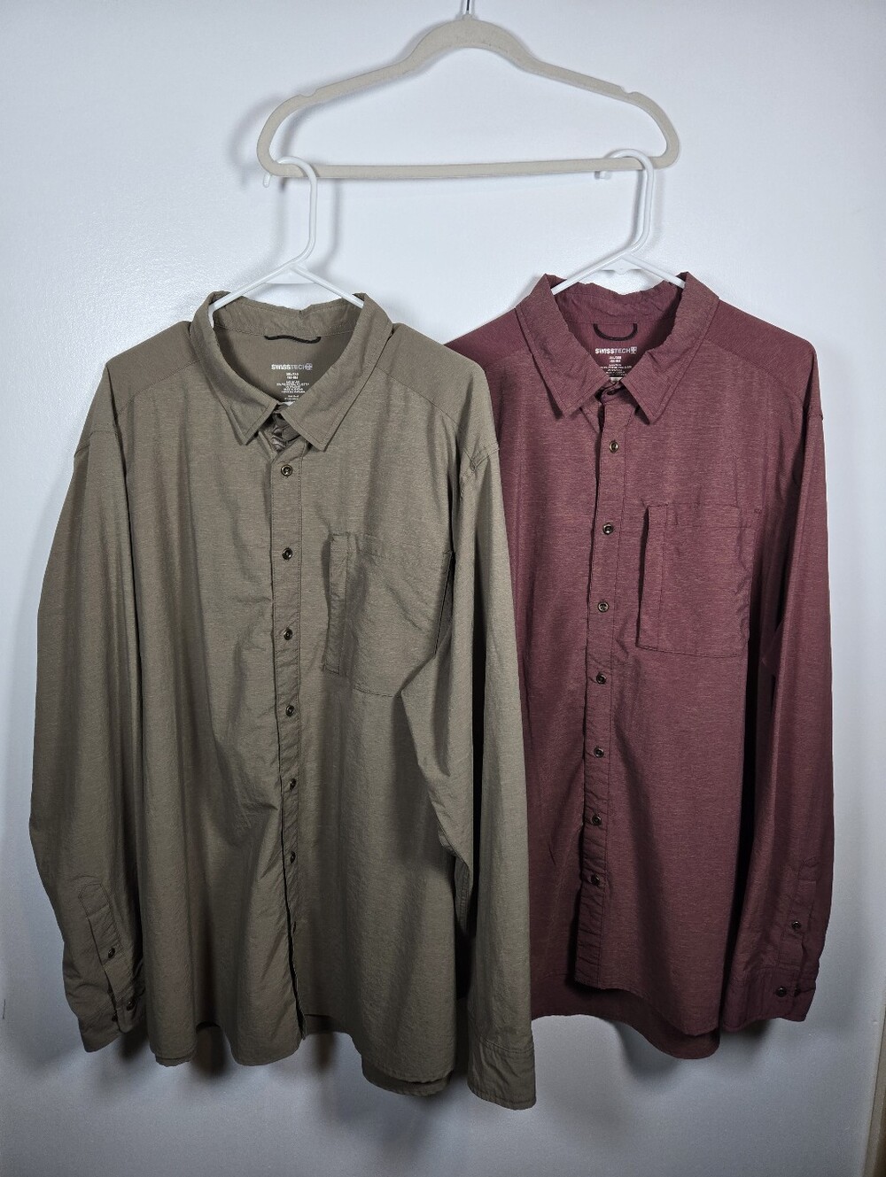 Swiss Tech Bundle Of 2 Nylon Stretch Long Sleeve Hiking Camp Shirts Size 3XL